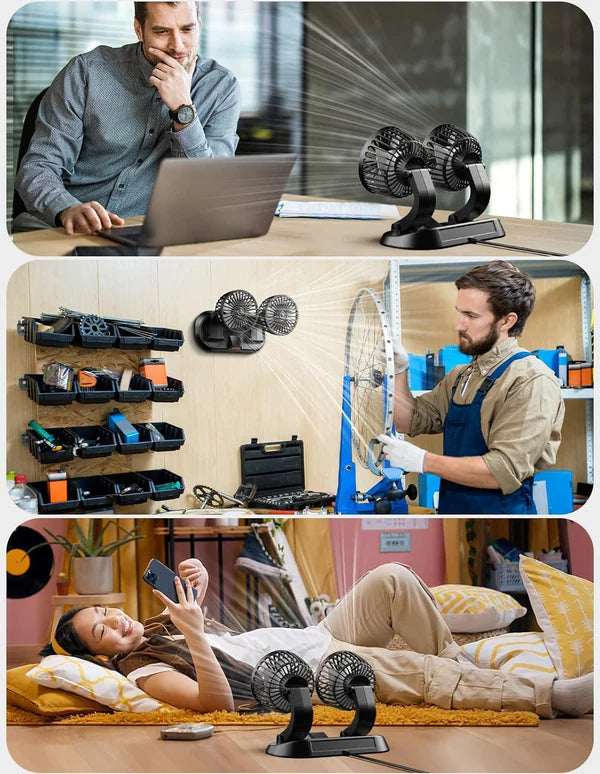 Dual-Head Portable Car Fan
